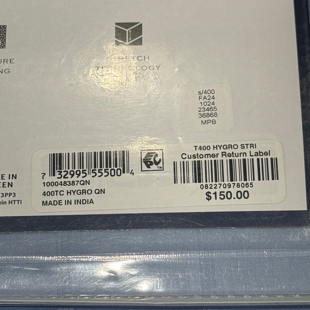**NWT** Charter Club Cool 400 Thread Count Stripe Queen Sheet Set - Picture 5 of 8